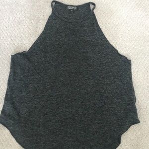 Dark Gray Topshop High-Neck Top